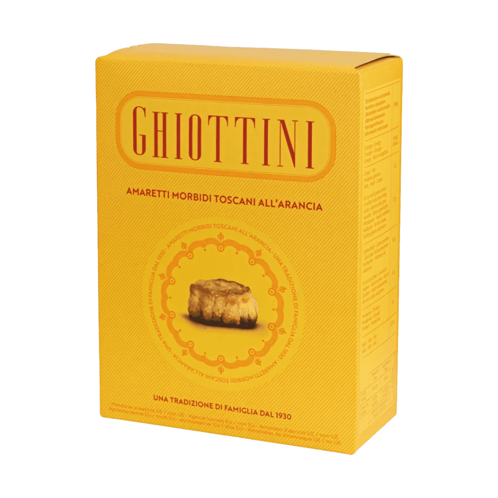 scatola con amaretti all'arancia