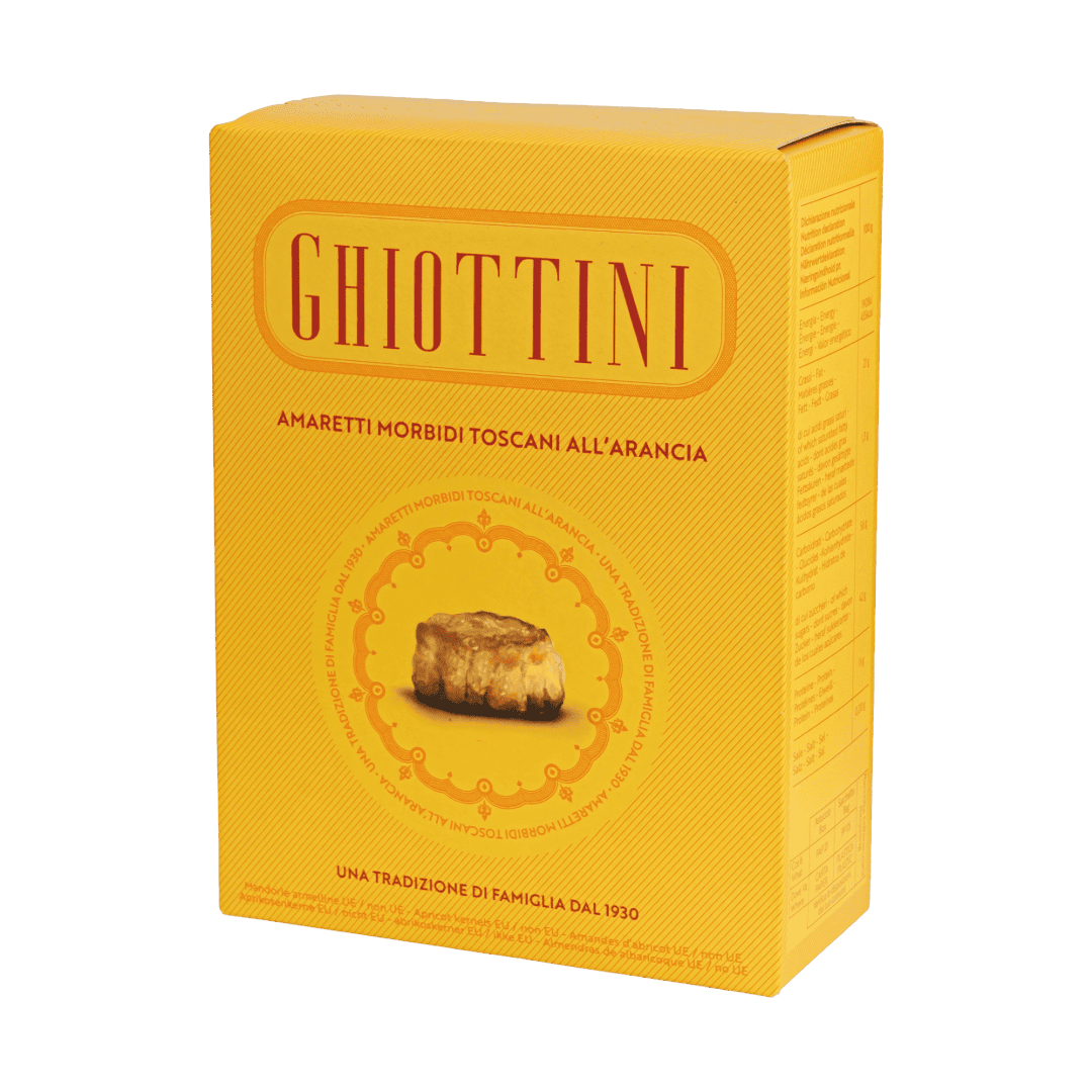 scatola con amaretti all'arancia