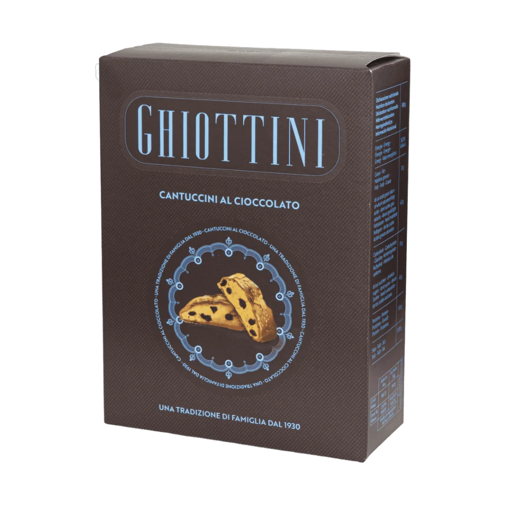scatola con cantuccini al cioccolato