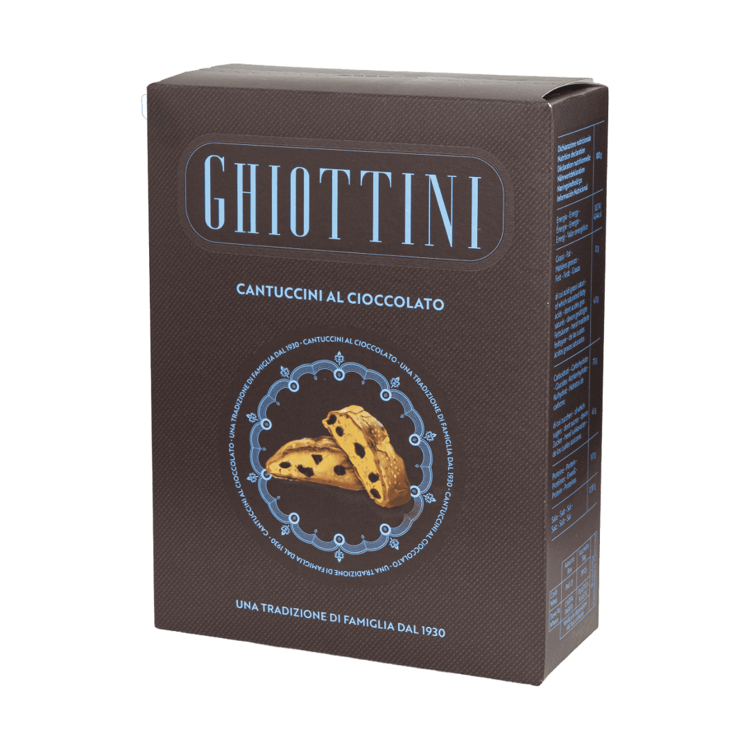 scatola con cantuccini al cioccolato